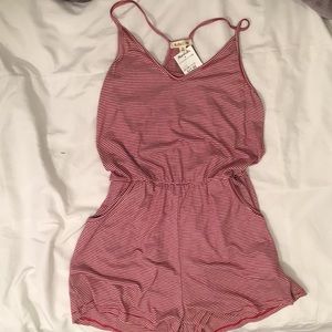 Red & White Striped Romper